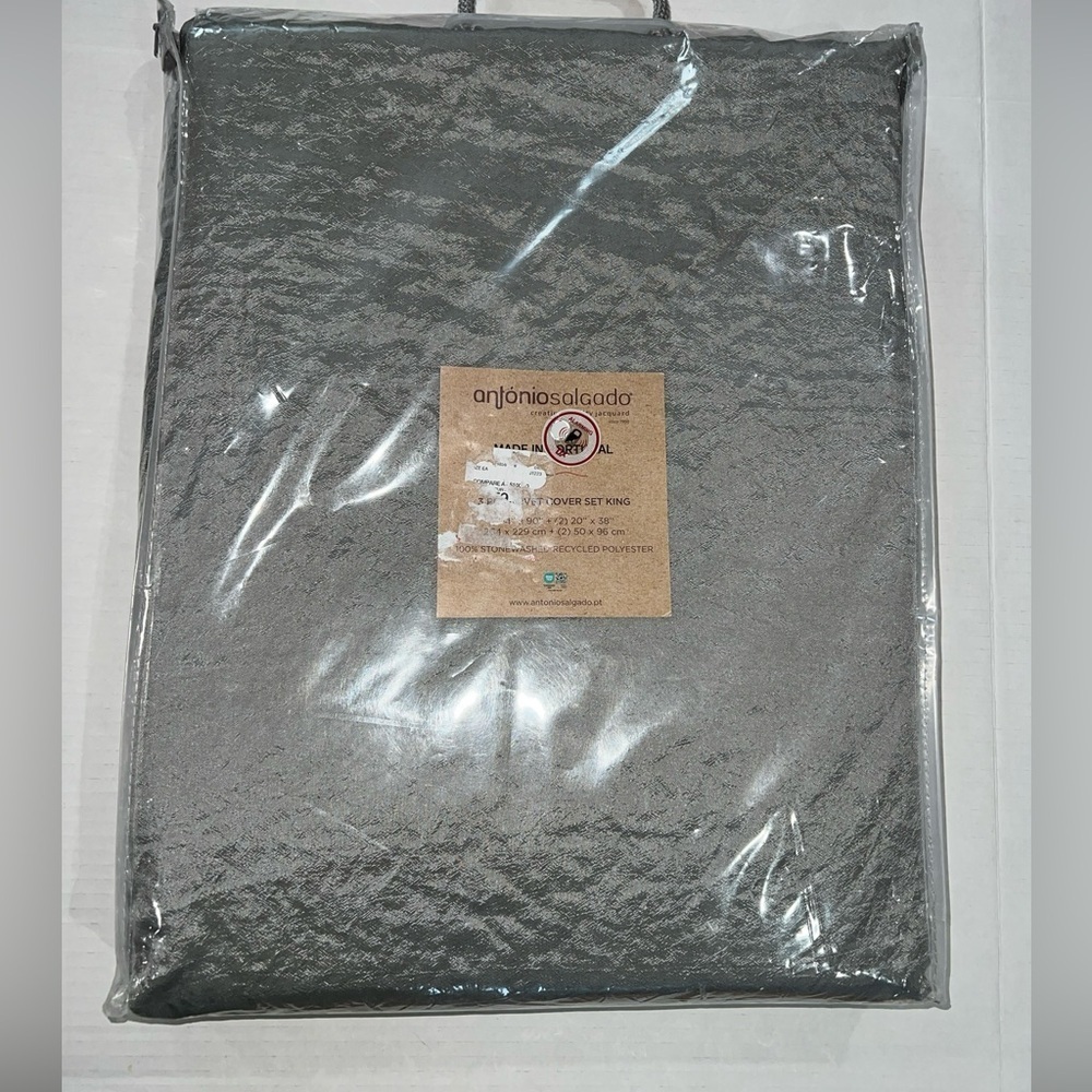 Antonio Salgado made in Portugal king duvet cover set new grey gray